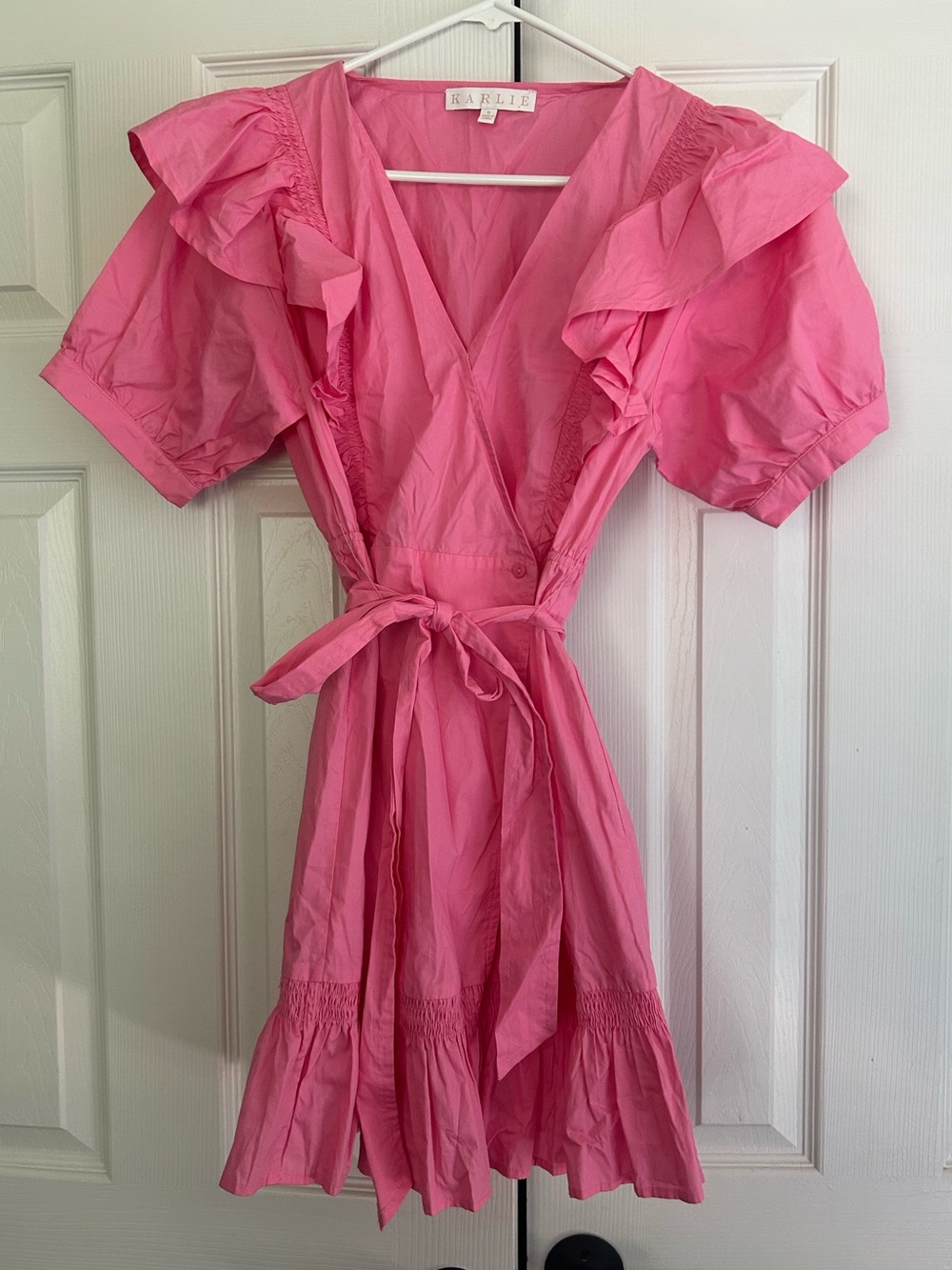 Karlie Hot Pink V-Neck Dress
